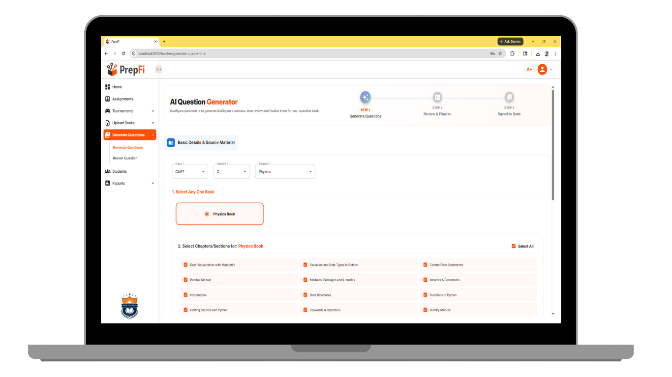 PrepFi AI Test Generator